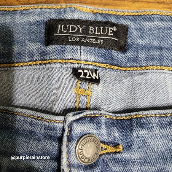 Judy Blue Jeans 22 W Boyfriend High Rise Raw Hem Medium Light Wash Stretch Denim - Picture 3 of 11